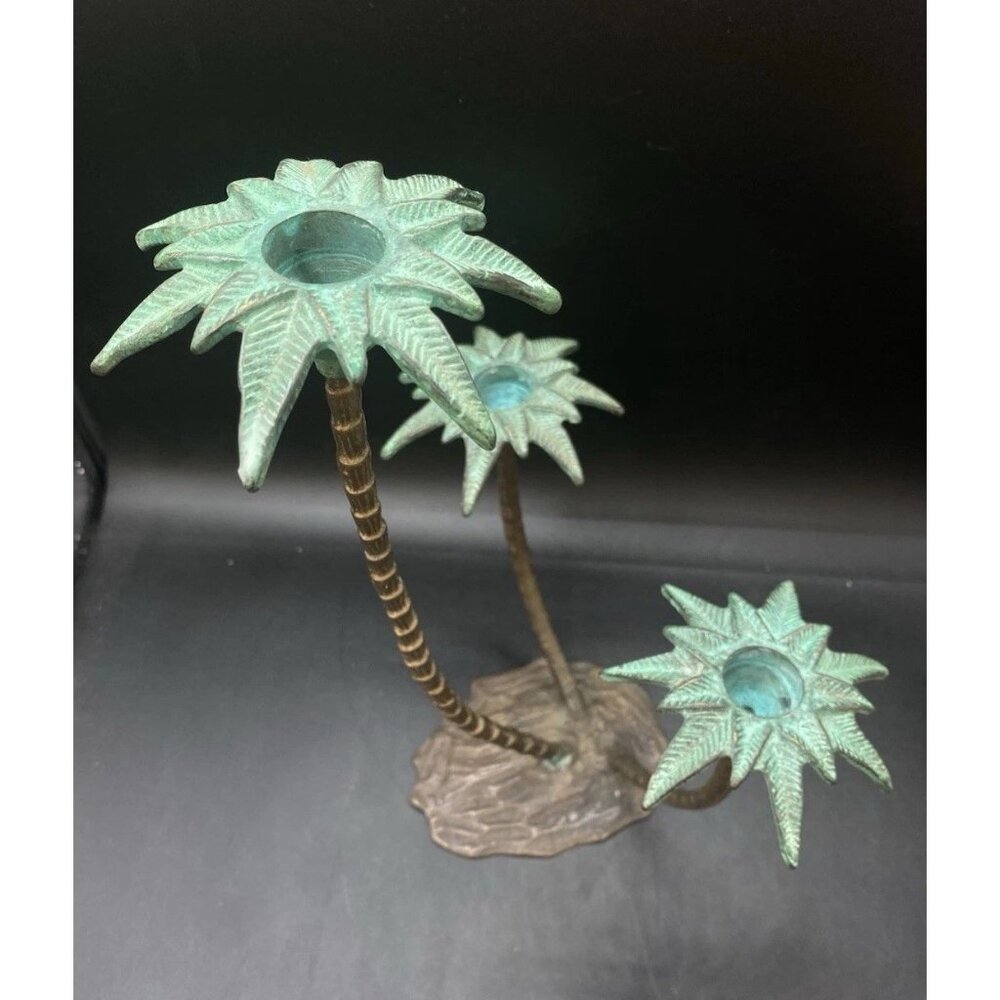 SPI Palm Tree Metal Wall Taper Candle Holders Holds 3 Candles 11 3/4” - Picture 8 of 12